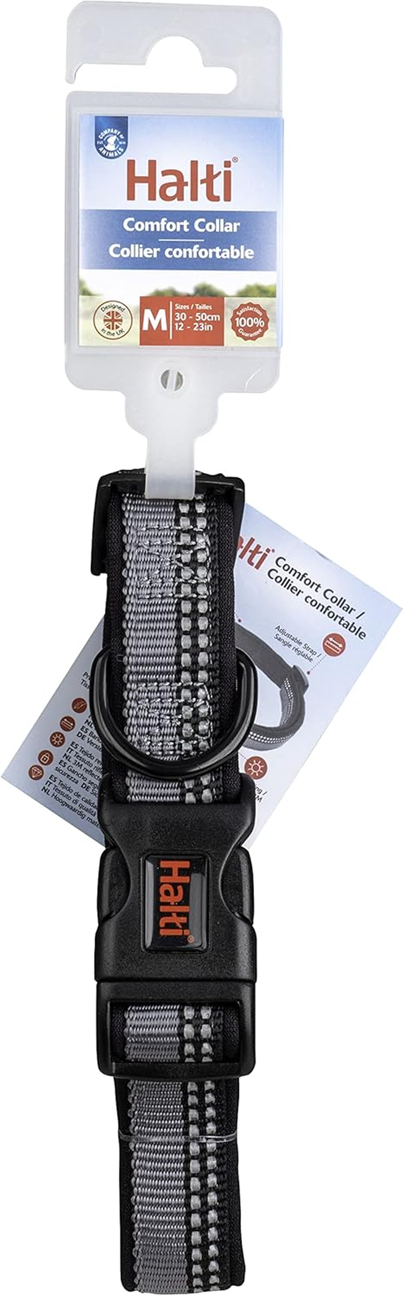 HALTI Comfort Collar - Nylon and Neoprene-Padded Comfy Dog Collar, Reflective, Easy to Fit & Use. Colourful Two-Tone Design, Suitable for Small Dogs and Puppies (Size XS, Black) image number 1