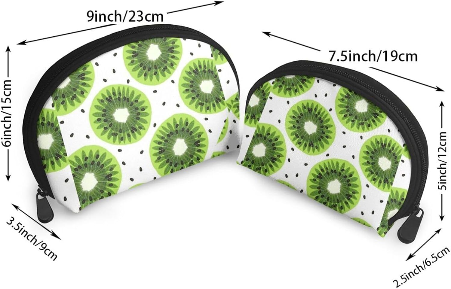 Cozimangoe Coin Pouch Makeup Bags Set, 2 Piece Shell Shape Cosmetic Bag with Pockets for Daily Travel Handbag Lipstick Keys Toiletry, Personalized Kiwi image number 2