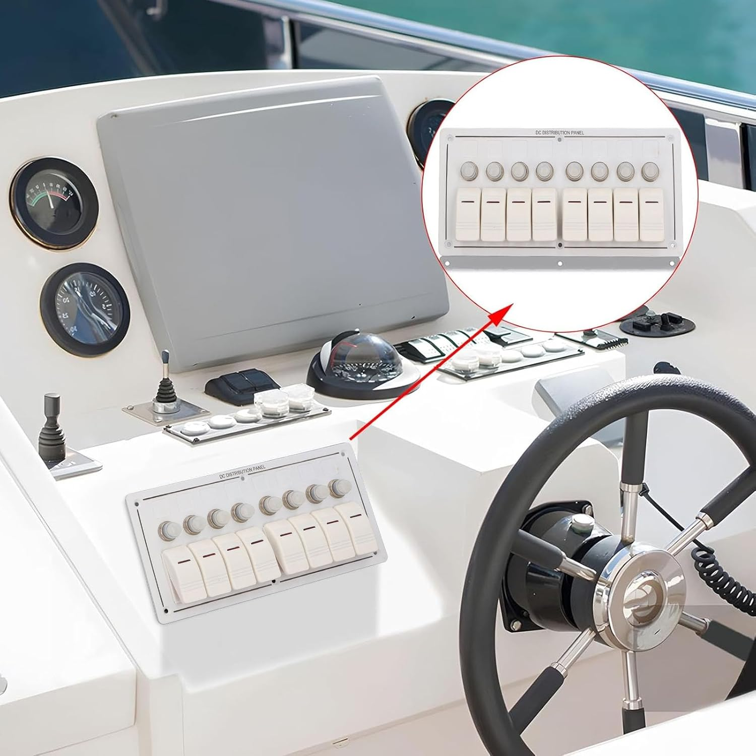 8 Gang Toggle Switch Panel, Universal Circuit Control Relay System LED on off Switch Pod Touch Control Panel Relay Box for Car Truck Pickup Boat UTV SUV, Waterproof Switch Control