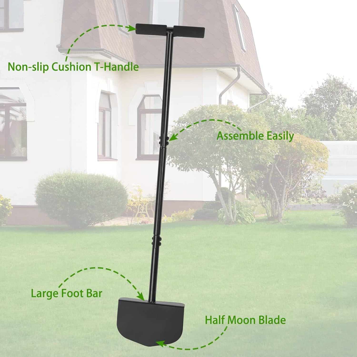 43Inch Edger Lawn Tool - Manual Lawn Edger - Border Edger, Half Moon Lawn Edger with T-Grip for Lawn, Garden or Sidewalk image number 3