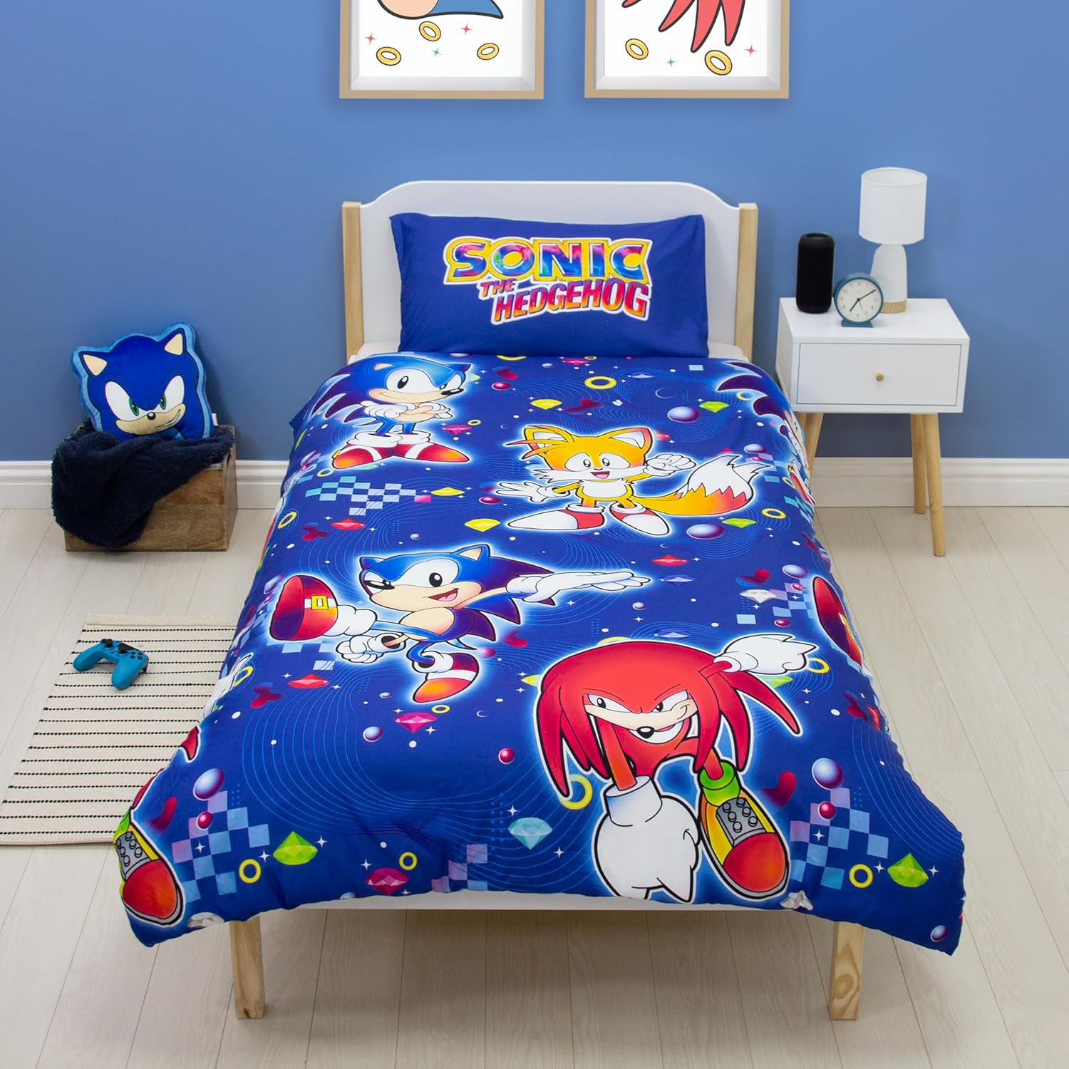 Sonic the Hedgehog Official Single Duvet Cover Set | Liquid Design Reversible 2 Sided Bedding Including Matching Pillow Case | Gaming Single Bed Set Blue with Tails and Knuckles image number 4