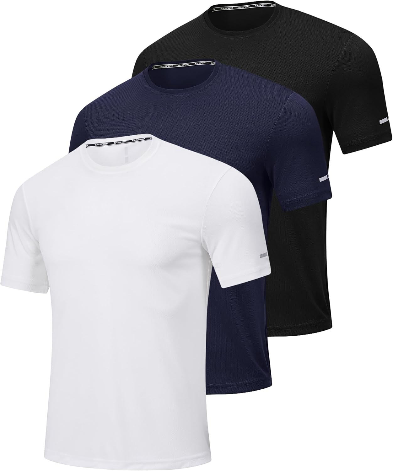 Mens Sport T Shirts Quick Dry Fitness Gym Workout Tshirts for Men 3 Pack Breathable Polyester Tennis Running Tops