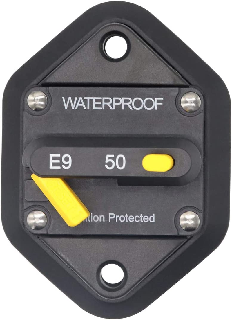 T Tocas 60 Amp Circuit Breaker with Manual Reset for Boat Trolling Motor Marine ATV Vehicles Stereo Audio Battery Solar System, 12V - 48V DC, Waterproof Switchable (60A)