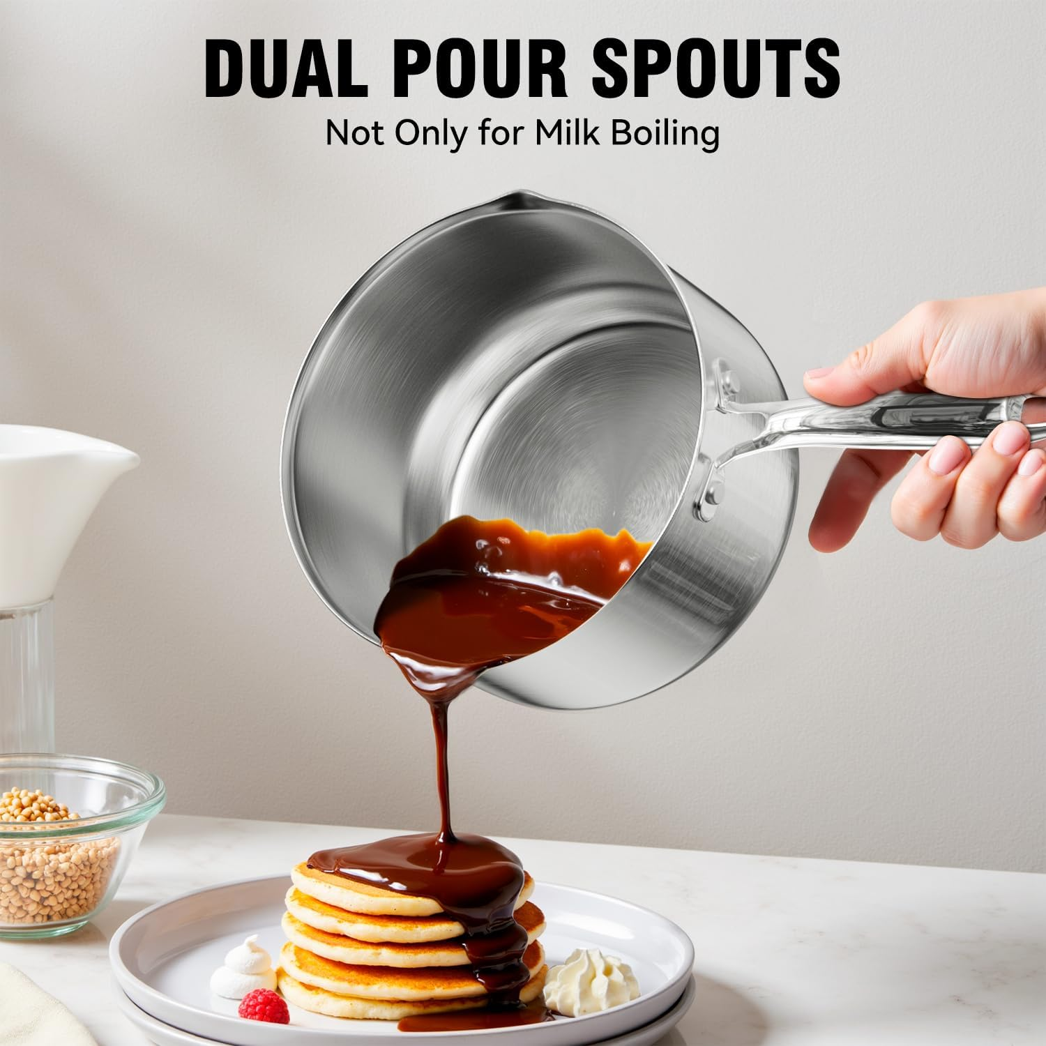 Micomlan Saucepan Stainless Steel - 20Cm / 3.5L Cooking Pot Saucepans Milk Pan, Induction Cookware with Glass Lid, Dishwasher Safe Kitchen Stock Pot with Stay-Cool Handle for Baby Food, Soup, Sauce image number 3