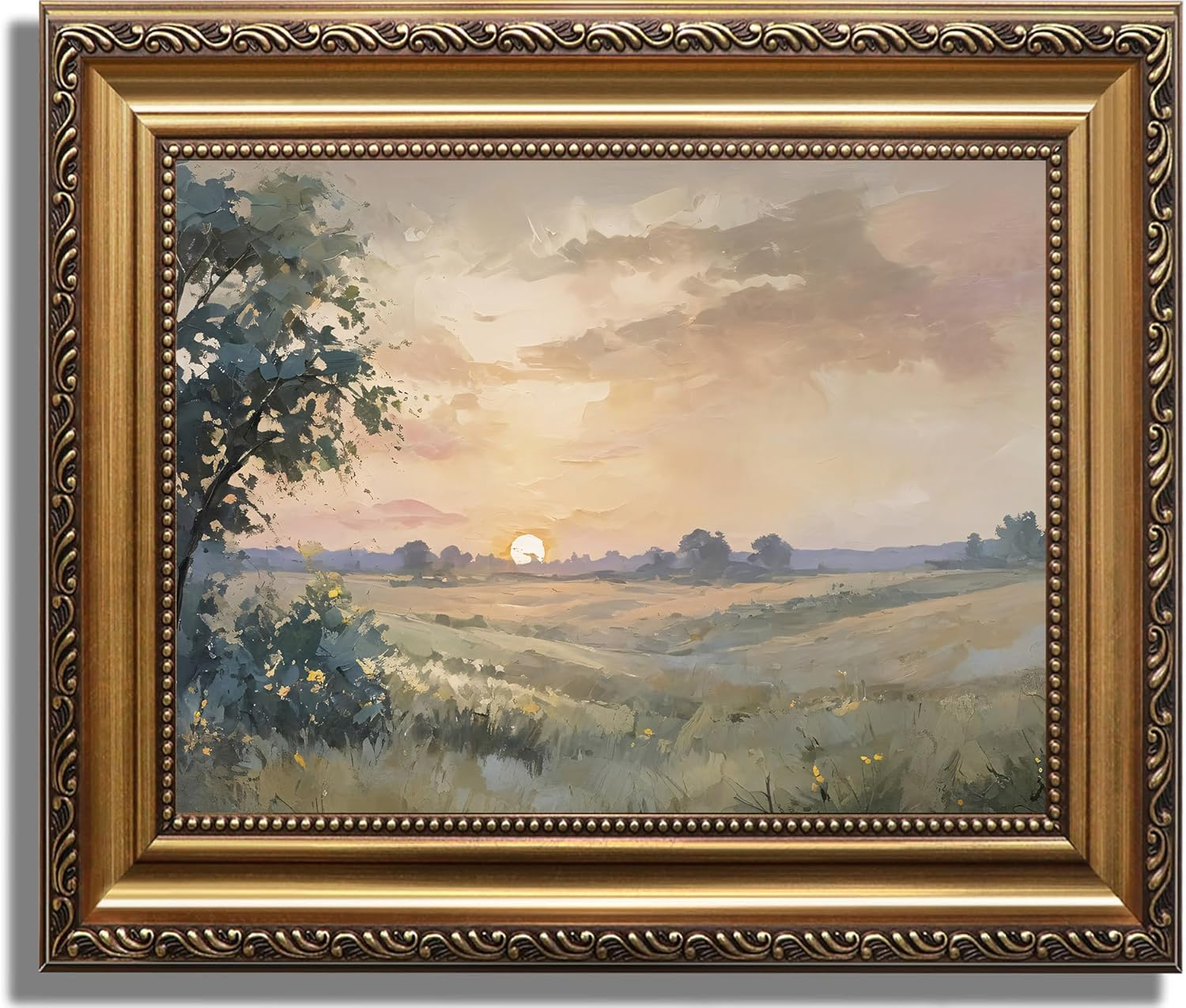 ASTRDECOR Vintage Floral Wall Art, Gold Framed Canvas Wall Art Moody Dark Roses Painting, Vintage Flower Art Print for Kitchen Bedroom Bathroom Wall Decor, French Country Decor - 16" X 24"