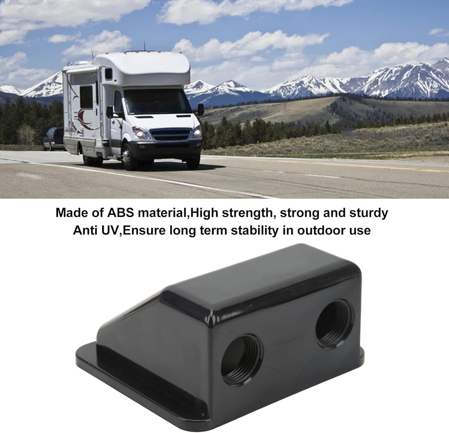 Solar Cable Entry Gland: Waterproof Double Cable Connector Cover for RV, Caravan, Boat Durable ABS Bracket for Dual Wire Entry in Solar Panel Installations (Black) image number 1