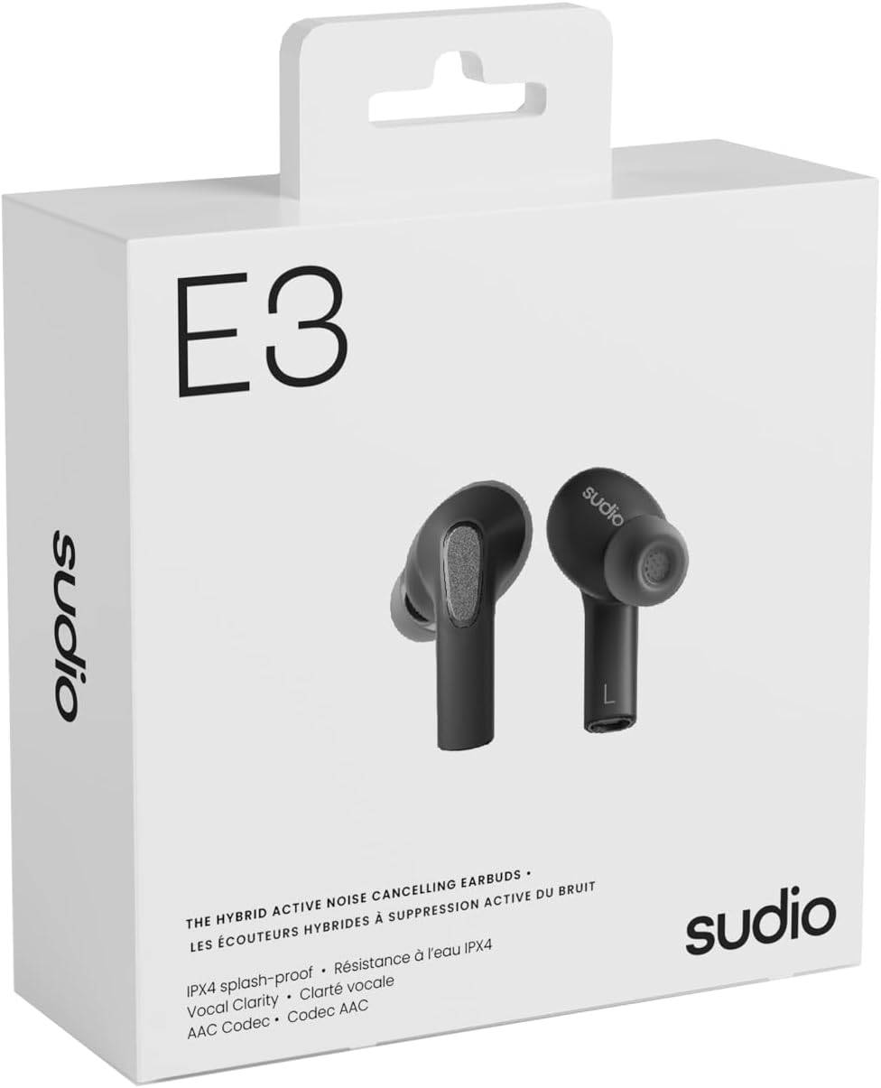 Sudio E3 Black, In-Ear, True Wireless, Splash Proof, IPX4, Bluetooth V5.3, USB-C, 6 Hours Playtime image number 2