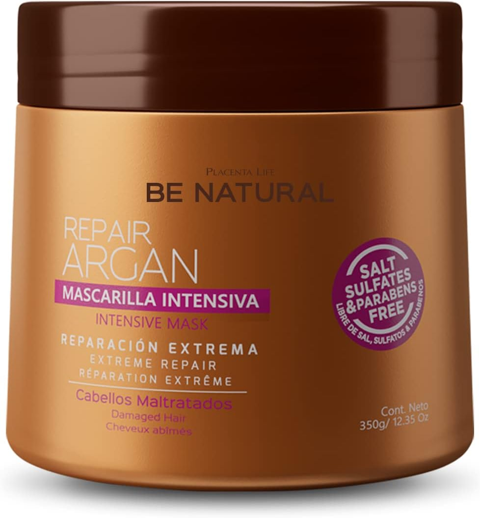 Placenta Life Be Natural Nourishing & Repair Argan Mask for Damaged Hair- 350 Gr/ 370Ml (Repair Argan Mask) image number 1