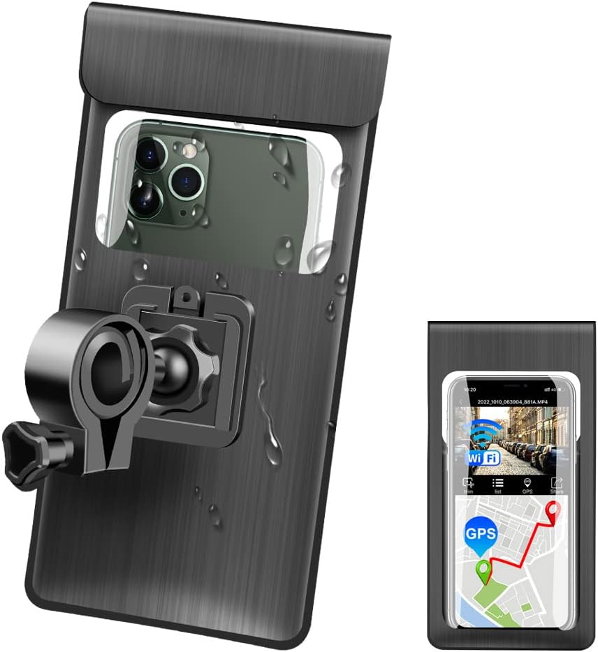 Motorcycle/Bicycle Waterproof Mobile Phone Bracket, Compatible with 4.7~6.8 Inch Smartphones, Double Seal, Adjustable Handlebar Mount image number 1