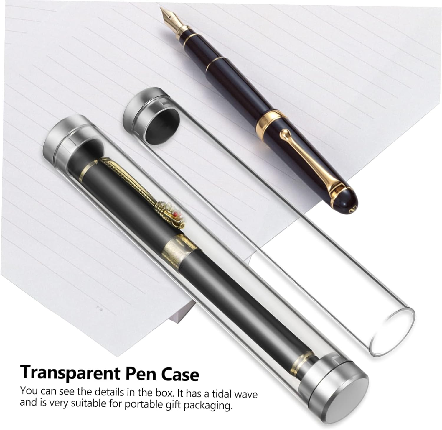 HOUDERCO 10Pcs Acrylic Pen Storage Cases Cylinder Tube Holder for Office and School Desk Accessories, Pen Display Box Suitable for Business and Student Use image number 3