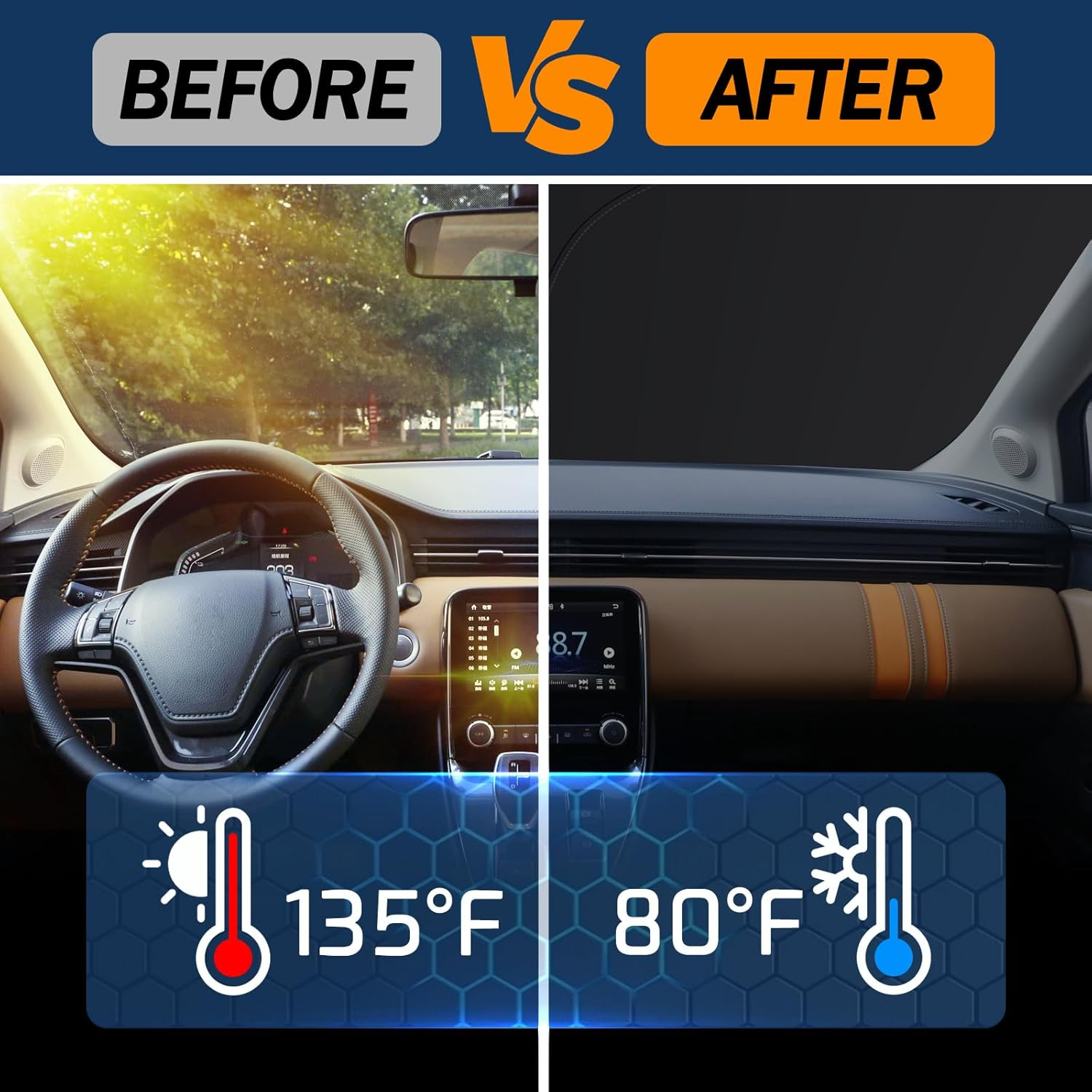 For Subaru Forester Sun Shade 2014-2024 2025, Car Front Window Covers Sun Visor Protector, Foldable Blocks UV Rays Windshield Sunshade for Subaru Forester Accessories image number 2