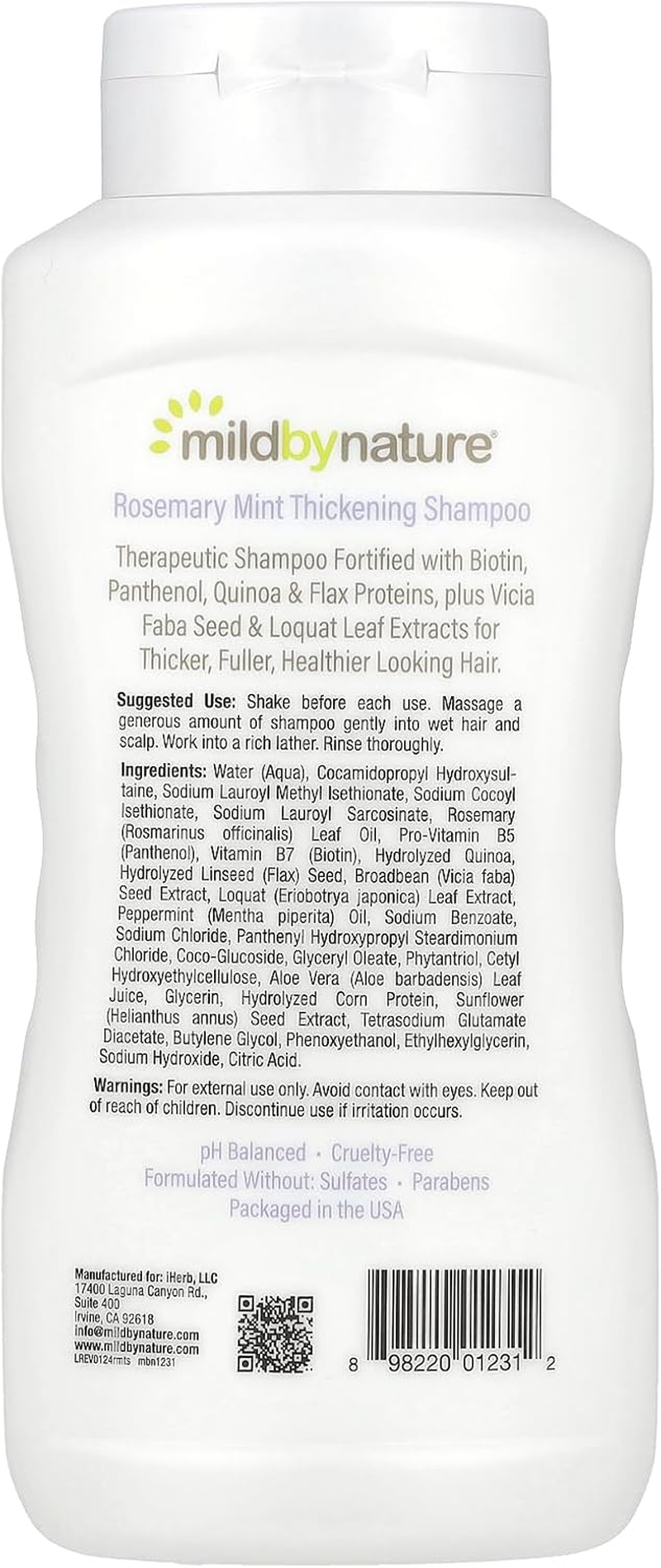 Mild by Nature Thickening Shampoo, B-Complex & Biotin, Rosemary Mint, 16 Fl Oz (473 Ml) image number 3