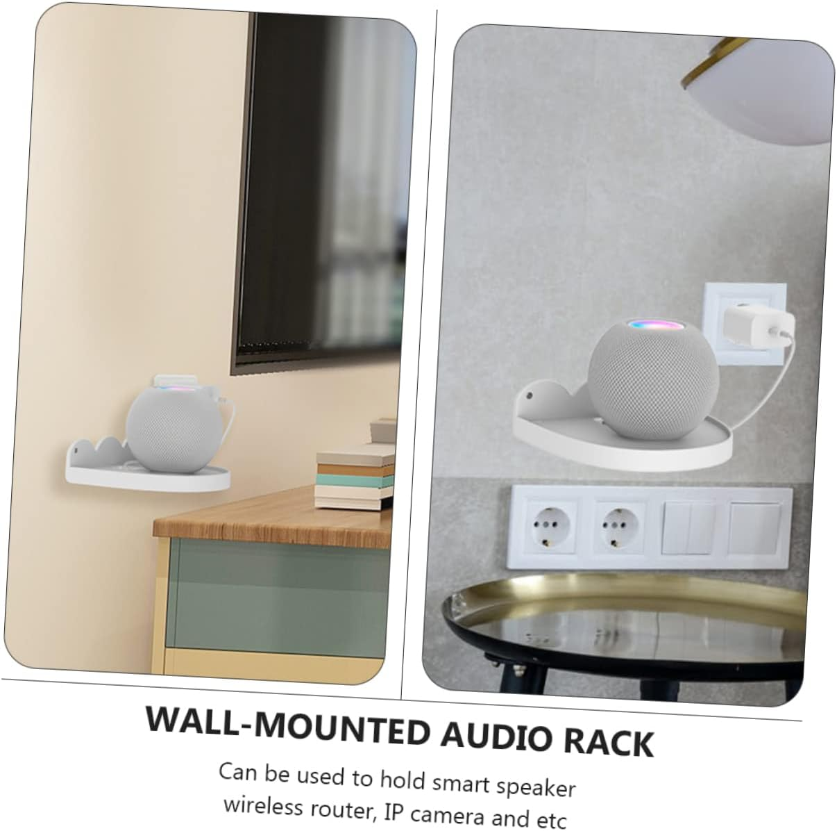 OSALADI Smart Speaker Shelf for Mini Wall-Mounted Audio Rack White Cord for Home Decor image number 2
