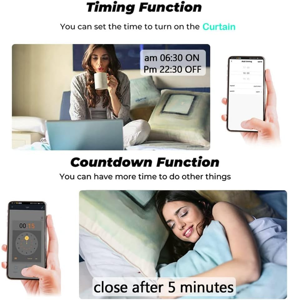 Aribrnten Tuya Smart Life Wifi 433Mhz Blind Curtain Switch with Remote for Electric Roller Shutter Control, 1RC 1RE image number 2