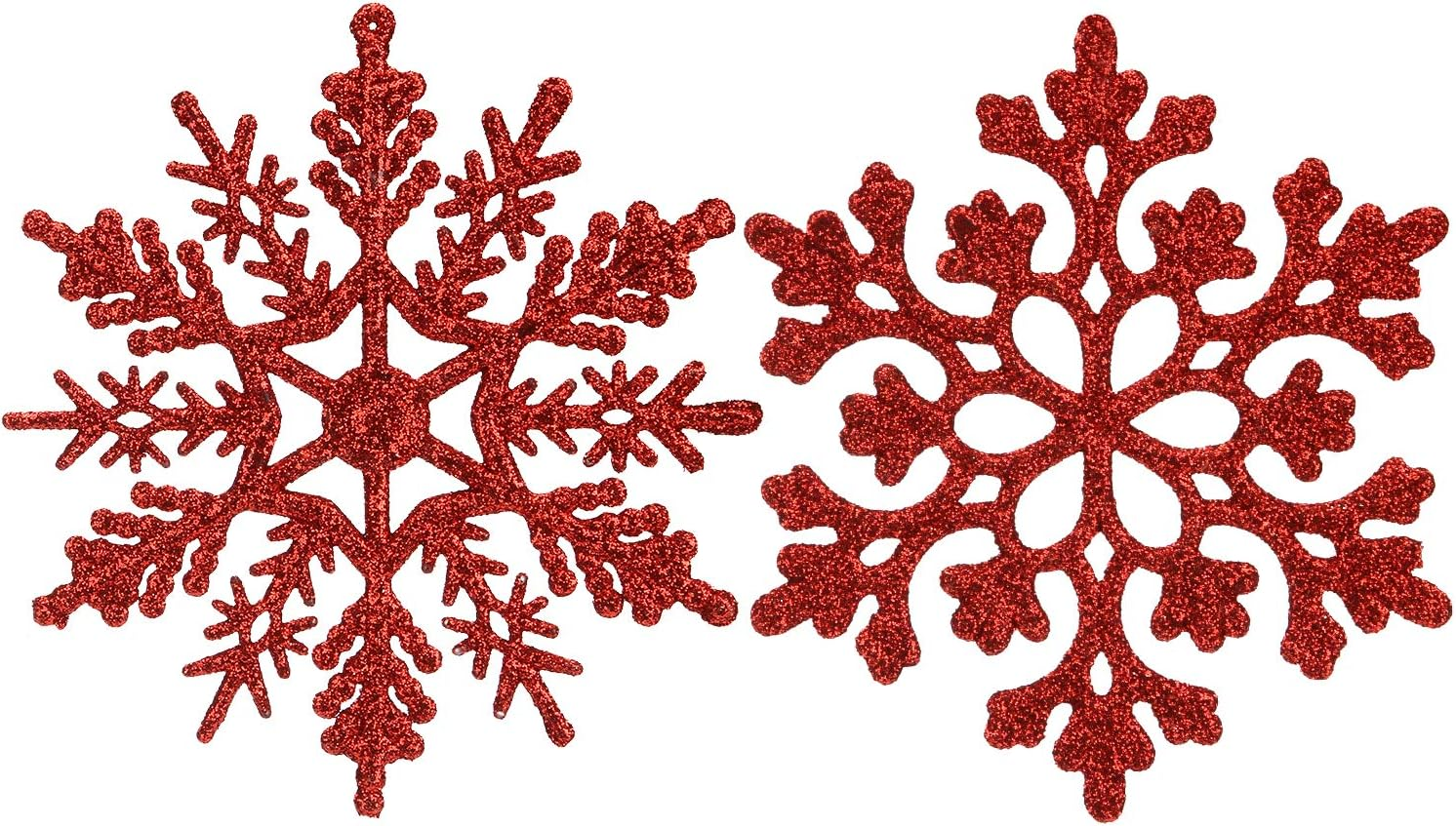 Sea Team Plastic Christmas Glitter Snowflake Ornaments Christmas Tree Decorations, 4-Inch, Set of 36, Red image number 3