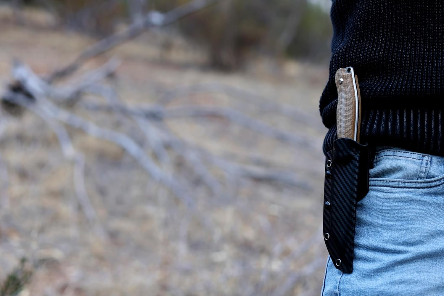 Wilora Crest Drop Point Knife &ndash; Full Tang Fixed Blade with Kydex Sheath and Linen Micarta Handle &ndash; Outdoor Survival, Bushcraft & EDC Knife image number 1