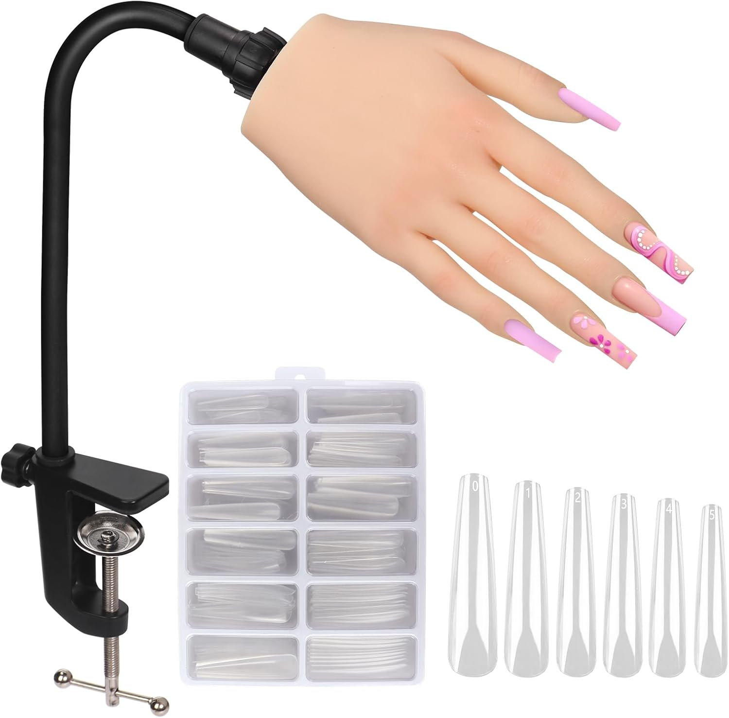 Silicone Practice Hand for Acrylic Nails: Fake Nail Practice Hand - Flexible Nail Training Hand - Nail Hand Practice Model for DIY Nail Art