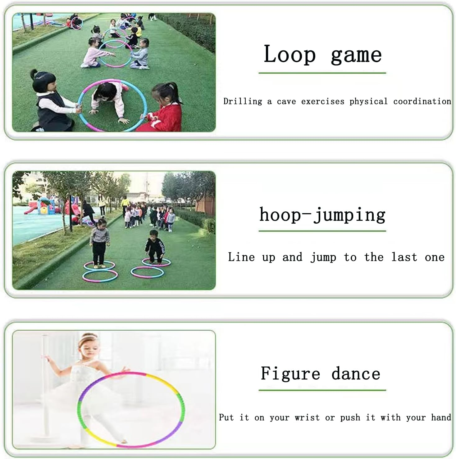 8 Knots Exercise Hoops Set for Kids,Adjustable Detachable Fitness Toys for Gymnastics,Dance, Games and Pet Training-27.5Inches,Suitable for Fitness,Bodybuilding,Weight Loss image number 3