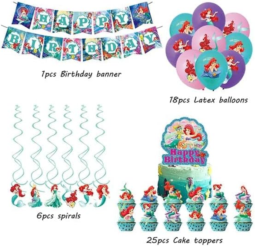 Party Supplies Mermaid Cake Topper Mermaid Birthday Decorations Mermaid Balloons Mermaid Birthday Cake Decorations Mermaid Birthday Banner Mermaid Party Decorations Mermaid Hanging Swirls Ornaments image number 1