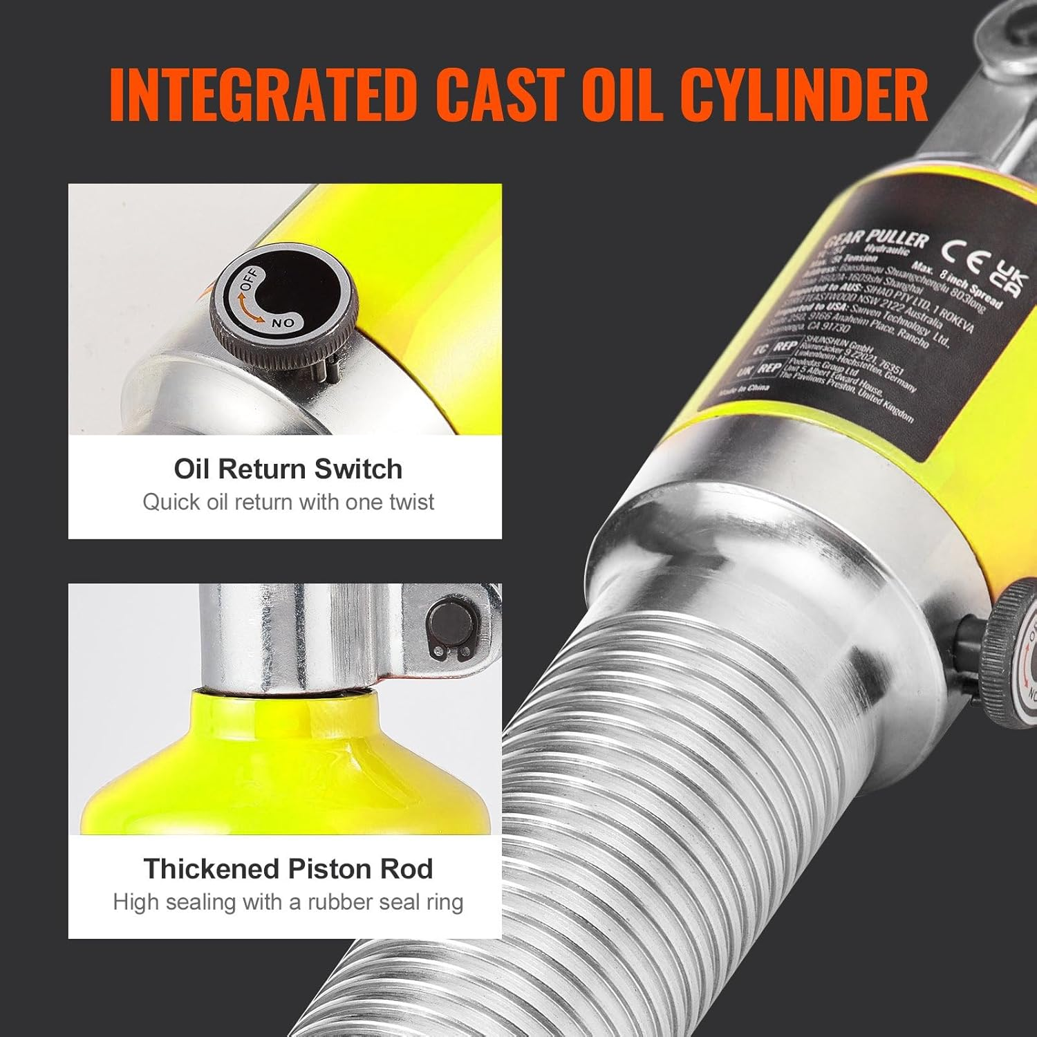 Hydraulic Gear Puller, 5 Ton Max Capacity Wheel Bearing Pulling Separator, 2 or 3 Jaws Puller, Vertically and Horizontally, 8" Jaw Hydraulic Puller with Case for Pulling Hubs image number 5