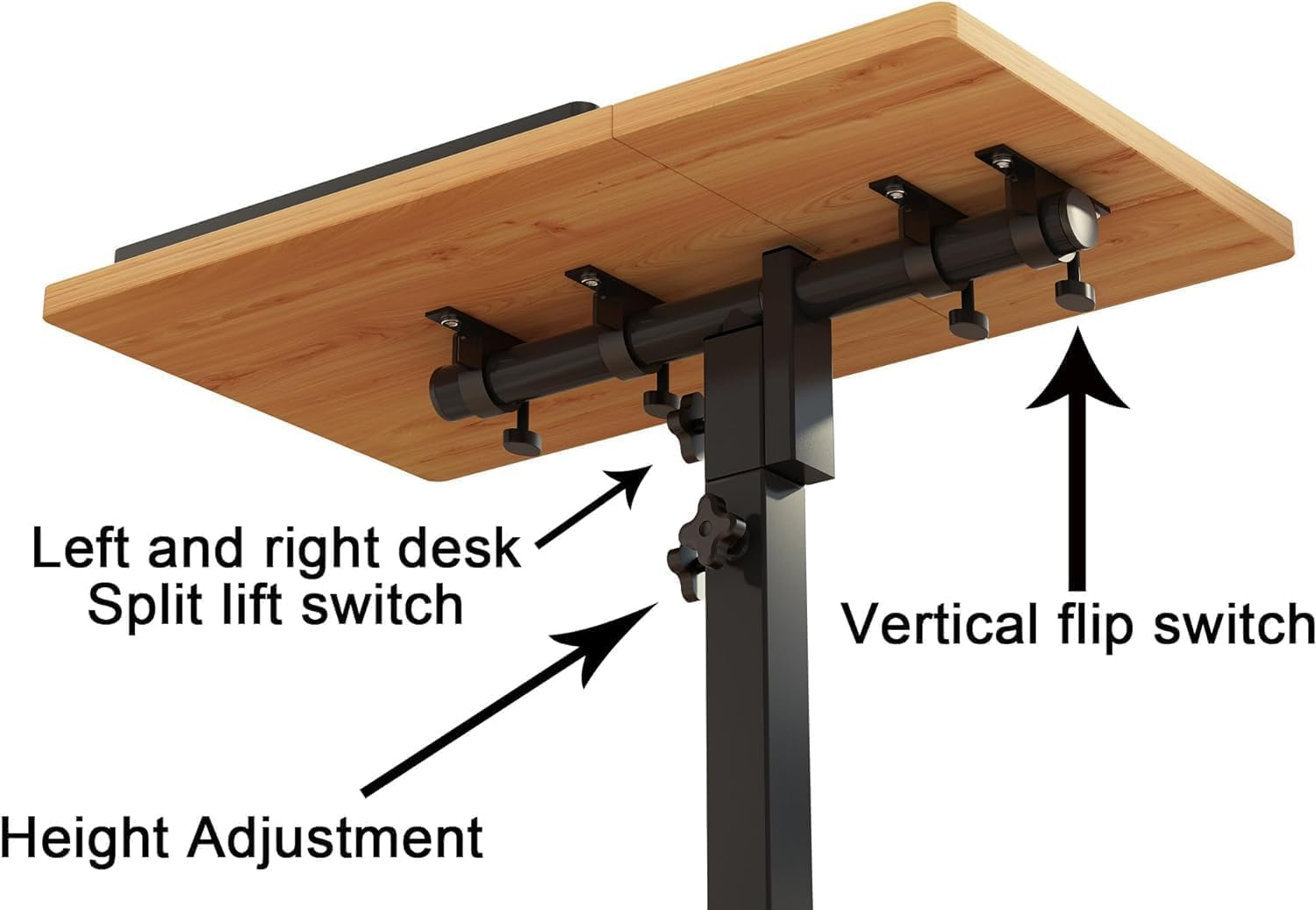 Laptop Desk Laptop Stand for Bed Portable Desk Overbed Bedside Table Mobile Rolling Foldable Table Adjustable Height with Locked Wheels & Mouse Pad for Bed Office Sofa - Natural Color image number 3