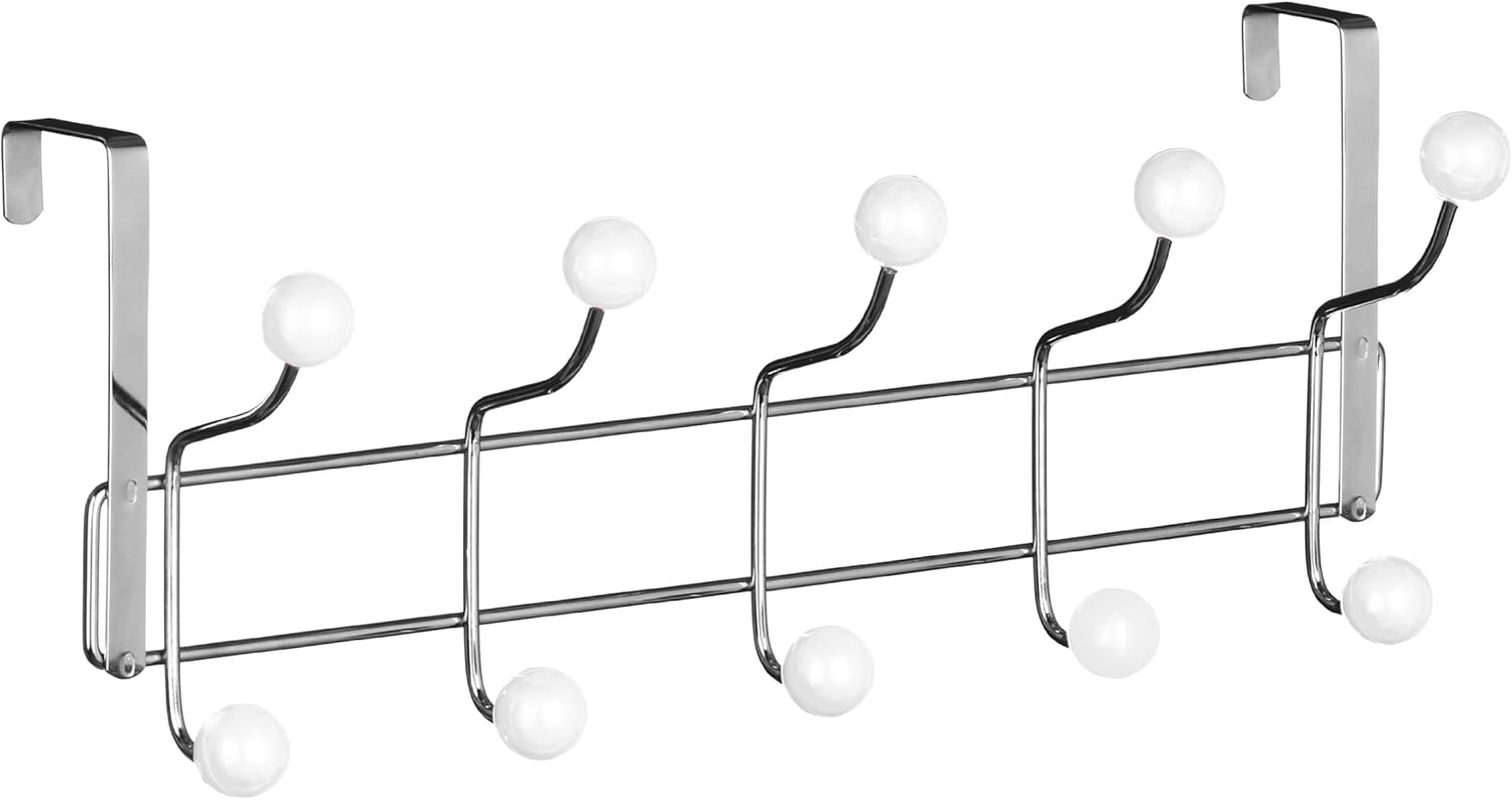 Premier Housewares Hook Door Coat Rack, 10 Hooks, Purple, Chrome, Plastic, 12 X 41 X 17 Cm