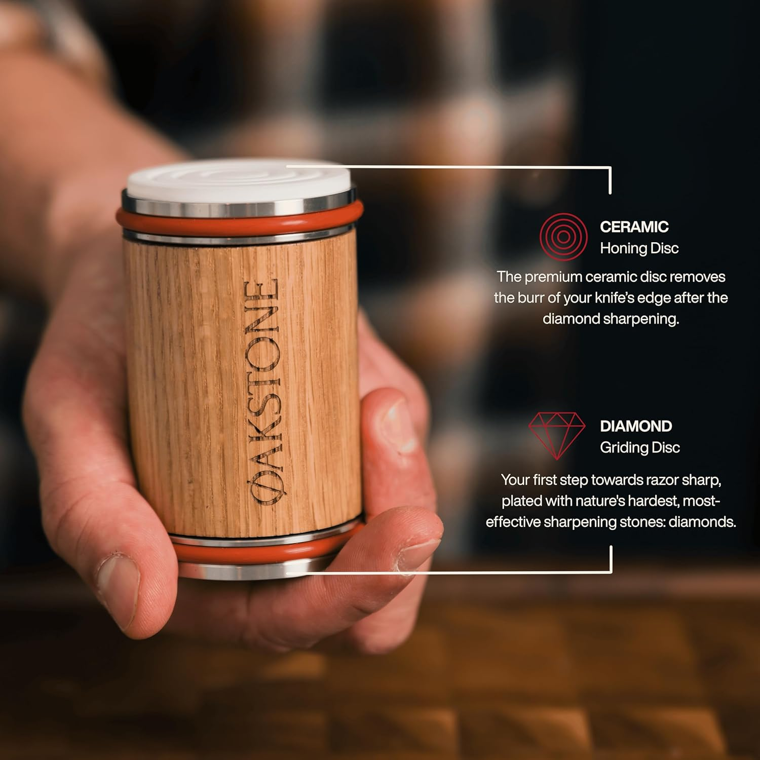 Oakstone Rolling Knife Sharpener Set - 400 & 1000 Grit Diamond & Ceramic Discs, 15&deg;/20&deg; Magnetic Angles, Manual Sharpening Kit for Kitchen & Camping Chef Knives, Home Gadgets & Gifts for Chefs image number 6