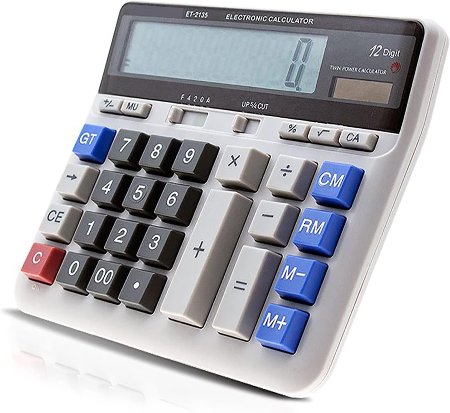 RAYWE Large Computer Electronic Calculator Counter Solar&Battery Power 12 Digit Display Multi-Functional Big Button for Business Office School Calculating image number 3