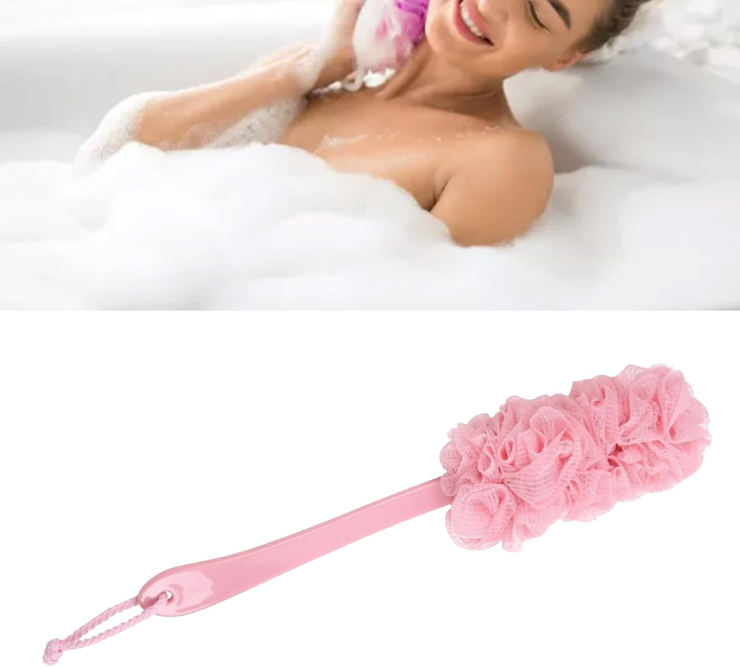 Omabeta Bath Sponge, 0.78Ft(24Cm) Long Handle, 1.44Ft(44Cm) L with Soft Loofah Design, Back and Body Shower Brush, Skin Rejuvenation Exfoliating, 1-Pack image number 5