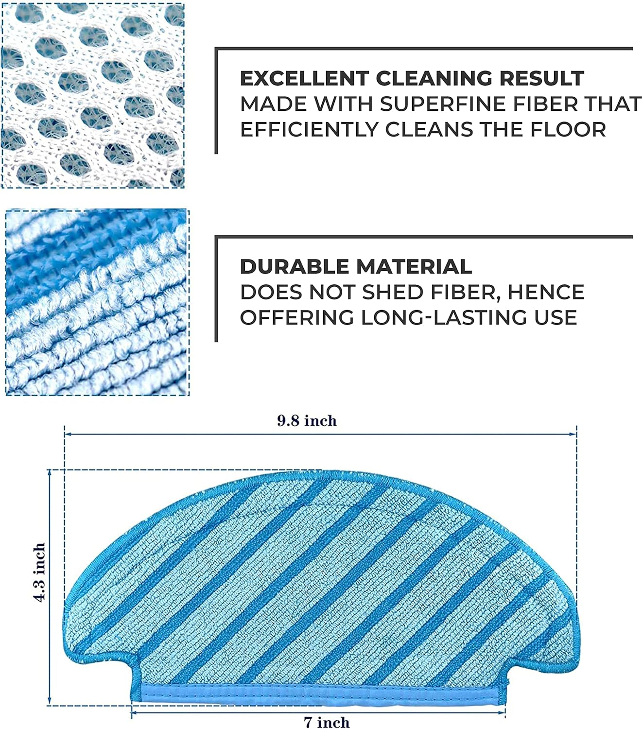 ECOVACS Pack of 3 Reusable Wipes - Original Accessory for T8 AIVI and N8 Series Robot Hoover with Mop Function, D-CC3I, Light Blue image number 2