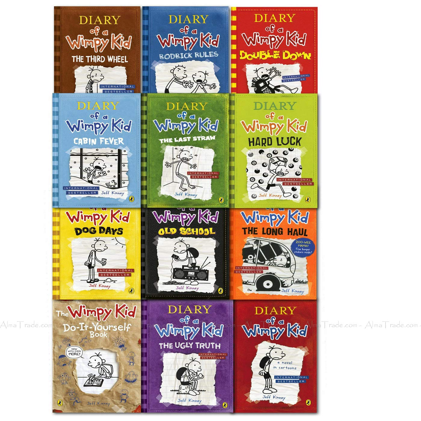 Diary of a Wimpy Kid 12 Books Complete Collection Set New(Diary of a Wimpy Kid,Rodrick Rules,The Last Straw,Dog Days,The Ugly Truth,Cabin Fever,The Third Wheel,Hard Luck,The Long Haul,Old School..Etc