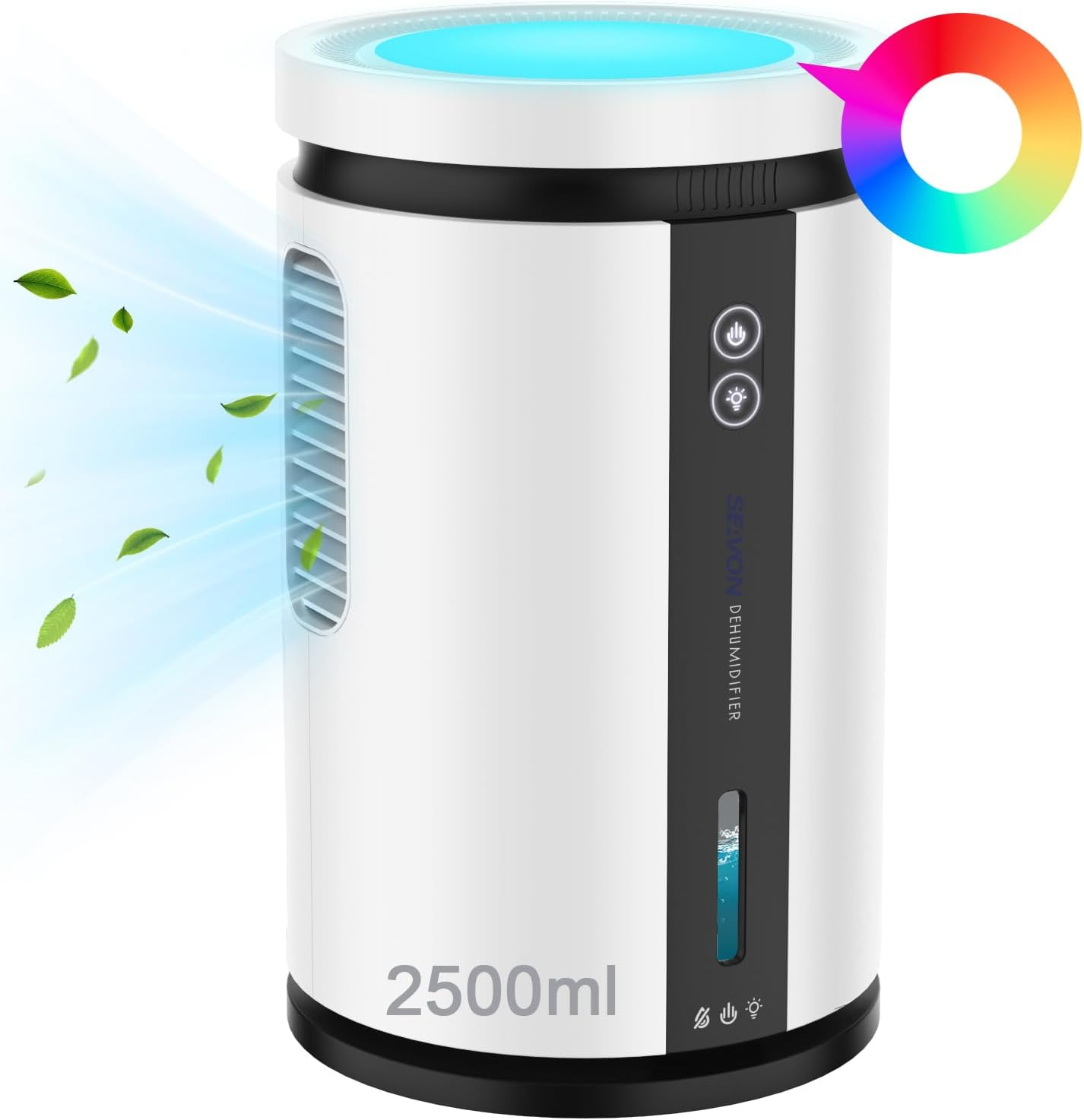 2500Ml Dehumidifier, Upgraded Dehumidifiers for Home up to 65㎡, Quiet Portable Dehumidifiers for Bedroom Bathroom Basements Closet RV with 2 Working Modes, 7 Color Lights, Auto-Off image number 1