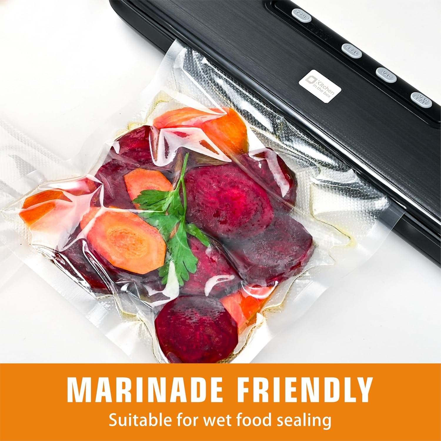 Kitchen in the Box Vacuum Sealer Automatic Sealing Machine for Food Preservation, Food Sealer 32Cm Wide Strip, Dry Moist Modes, 5 Temp Levels, External Vacuum, with 15 Bpa-Free Bags, Compact Design image number 1