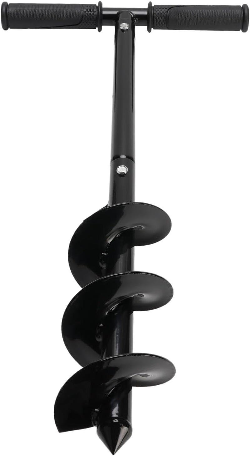 Hand Drill Auger Post Hole Digger, T Shaped Garden Auger Spiral Drill Bit with Cold Rolled Steel Planting Hand for Planting Bulbs Potted Plants