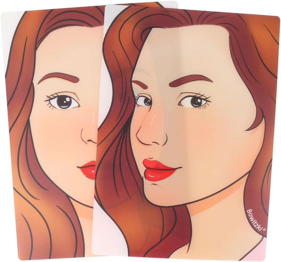 Bowitzki Face Painting Practice Board,2 Pieces Reusable Colorful Face Paint Practice Board,Painting Makeup Exercise Template A4 Size (Woman) image number 4