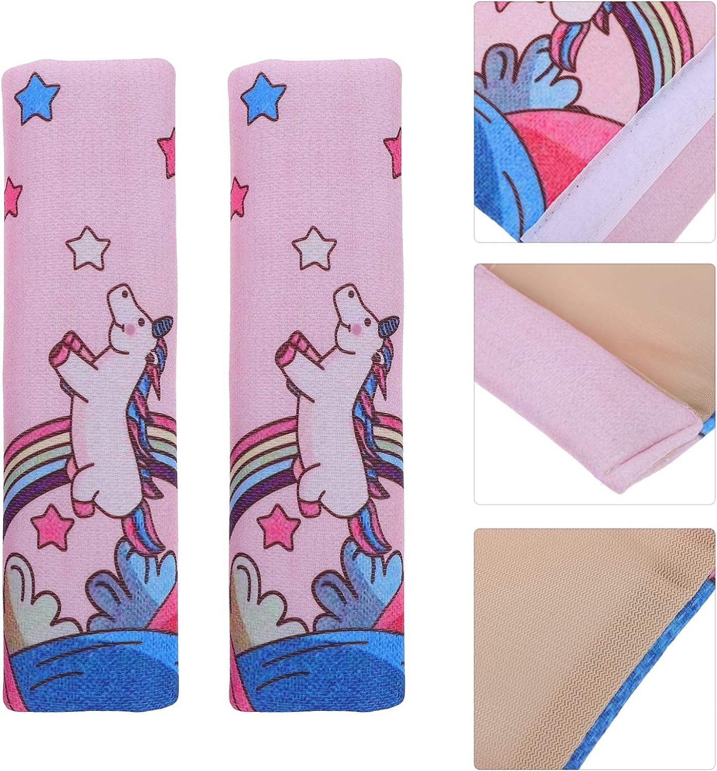 Jojofuny 2Pcs Kids Car Belt Pad Unicorn Car Cushions Car Seat Straps Shoulder Pad Car Covers Vehicle Shoulder Pads for Car Stroller image number 5