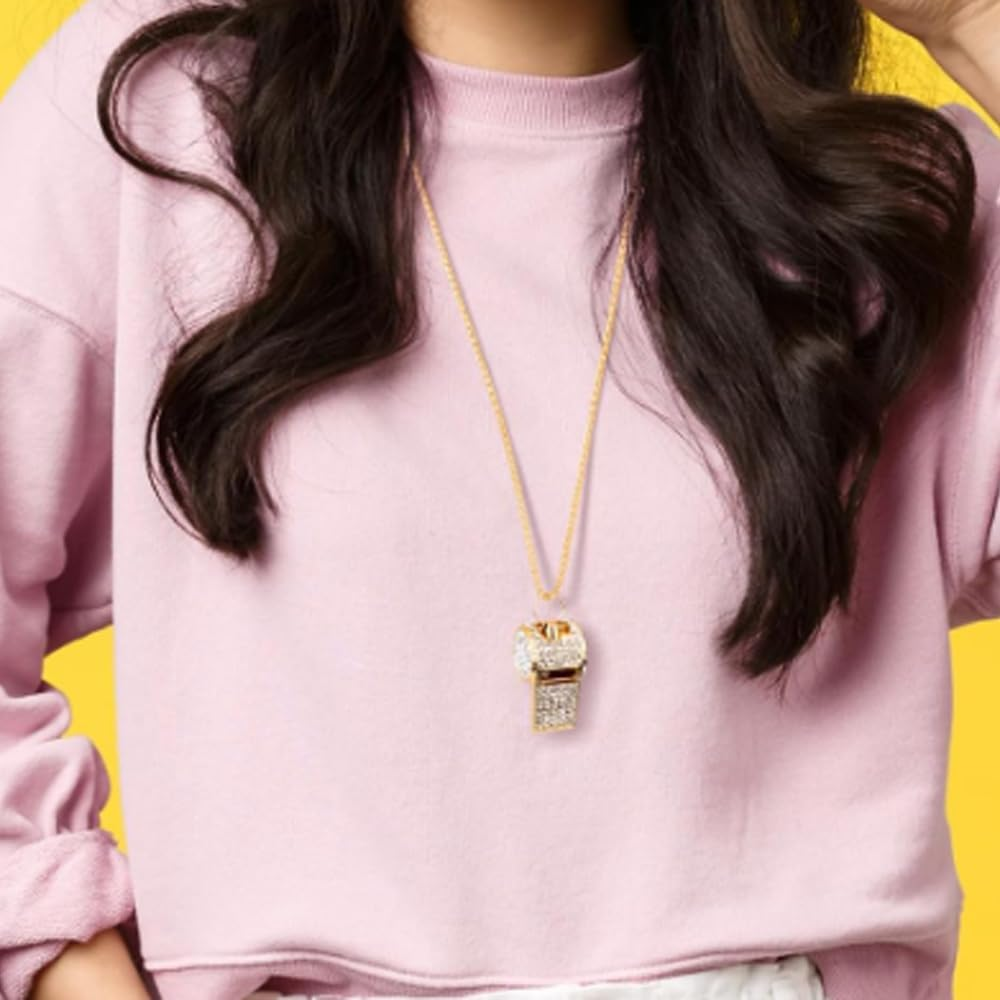 2Pcs Gold Diamond Metal Bling Crystal Rhinestone Whistles with Golden Chain Lanyard Shining,Bling Whistle,Loud Sound,Sports Gift Gear for Referees,Teachers,Sports Competition,Basketball,Training image number 2