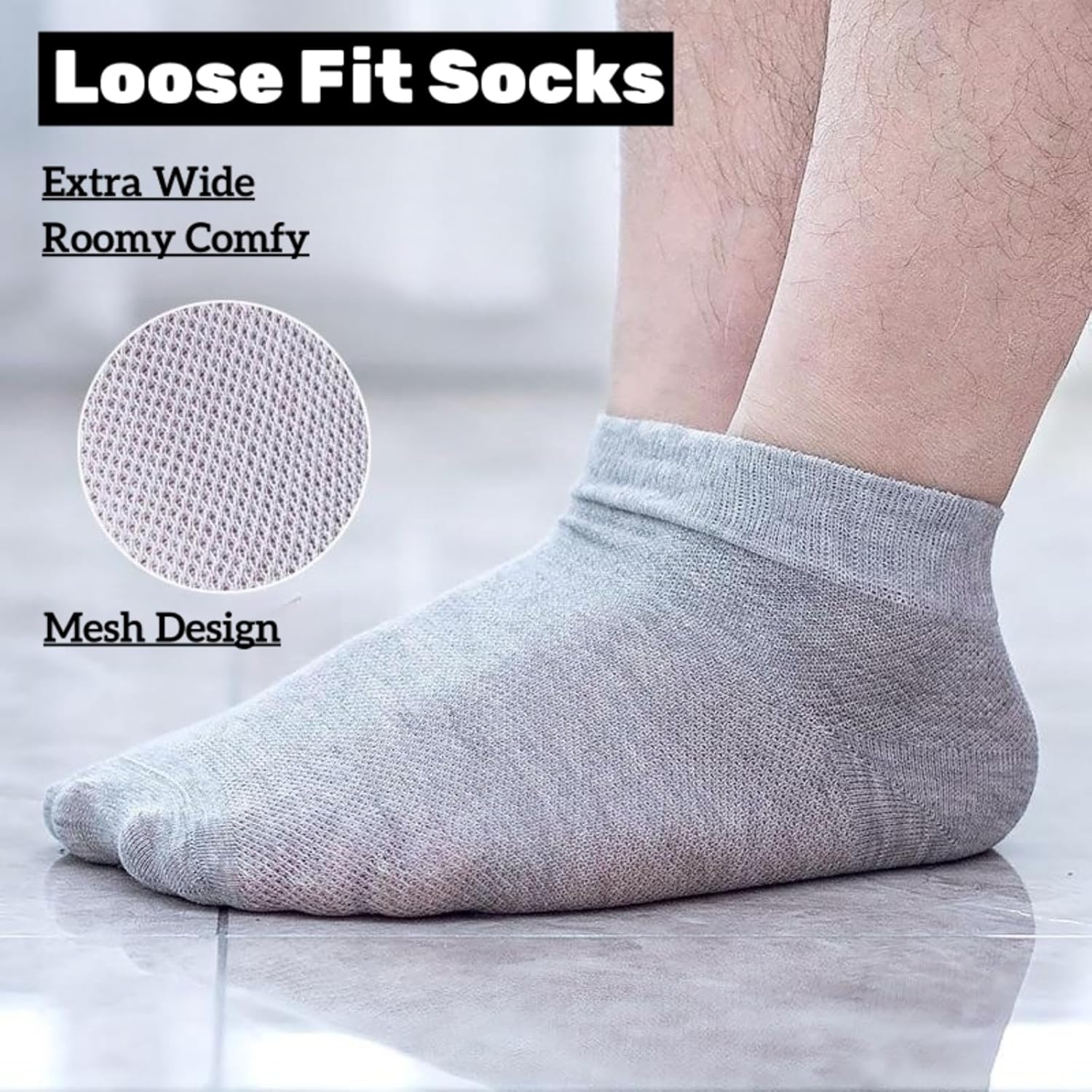 4 Pack Diabetic Ankle Socks Extra Wide Super Soft Thin Non-Binding Top Edema Summer Socks for Swollen Feet Unisex - Mix04(Summer) image number 6