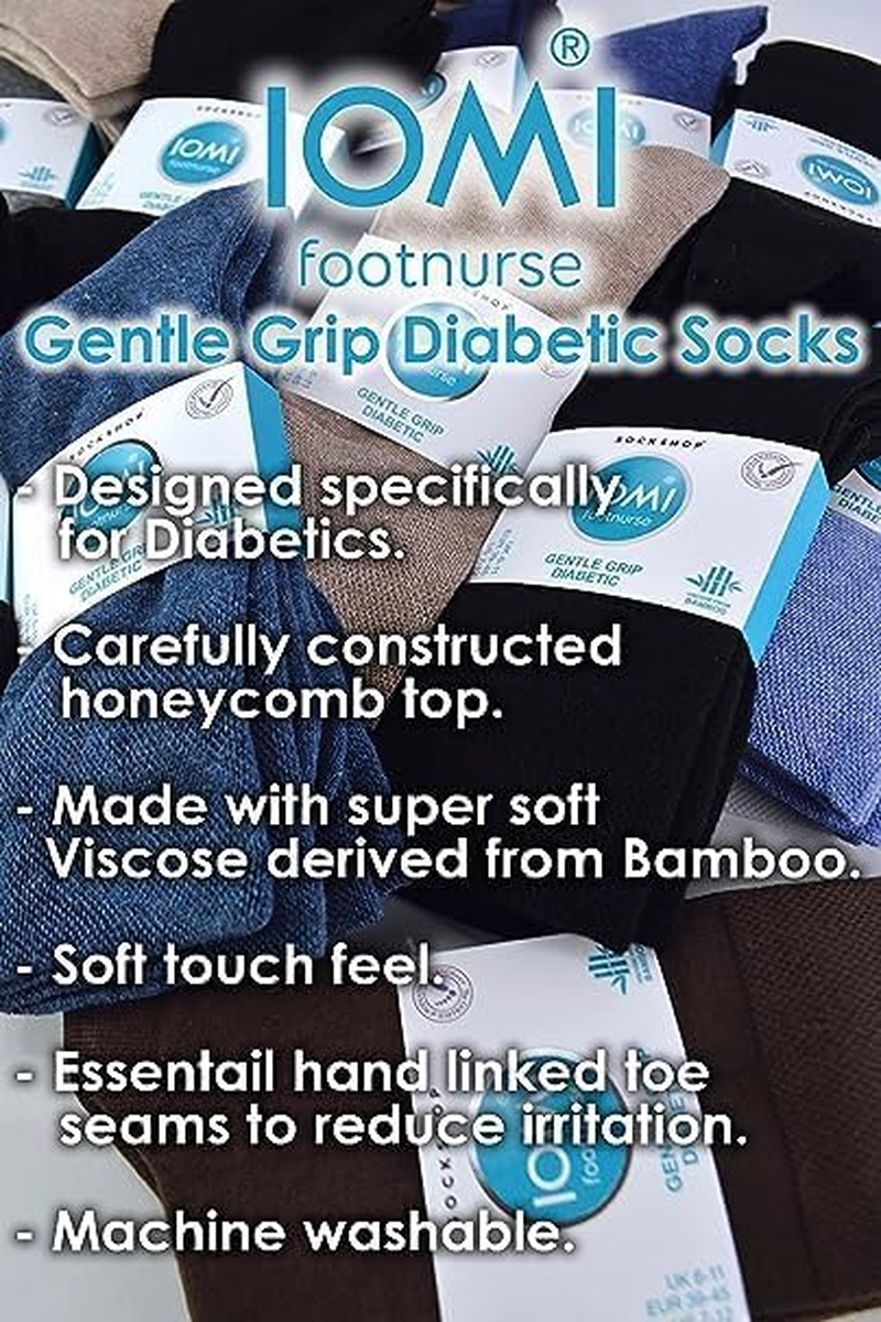 IOMI Footnurse | 6 Pack | Gentle Grip Bamboo Diabetic Socks | anti Constriction, Hand-Linked Toe Seams | Men'S Size UK 6-11 image number 6