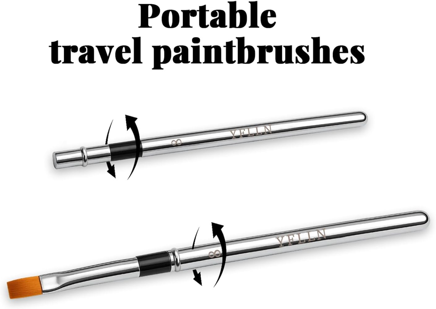 Travel Paintbrush Brushes, 3Pcs Watercolor Travel Brushes with Leather Pouch - Fine Point Rounds Flat for Watercolor Gouache Ink Painting image number 1