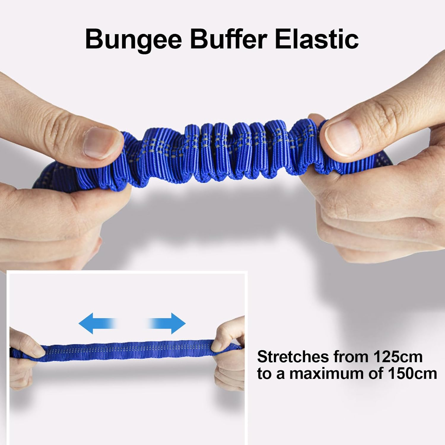 Proxima Direct Dog Car Seat Belt, Retractable Dog Car Harness Lead with Elastic Bungee Buffer, Reflective Nylon Adjustable Pet Dog Collar Leash with Safe Clip Buckle for All Cars Travel Camping Blue image number 4