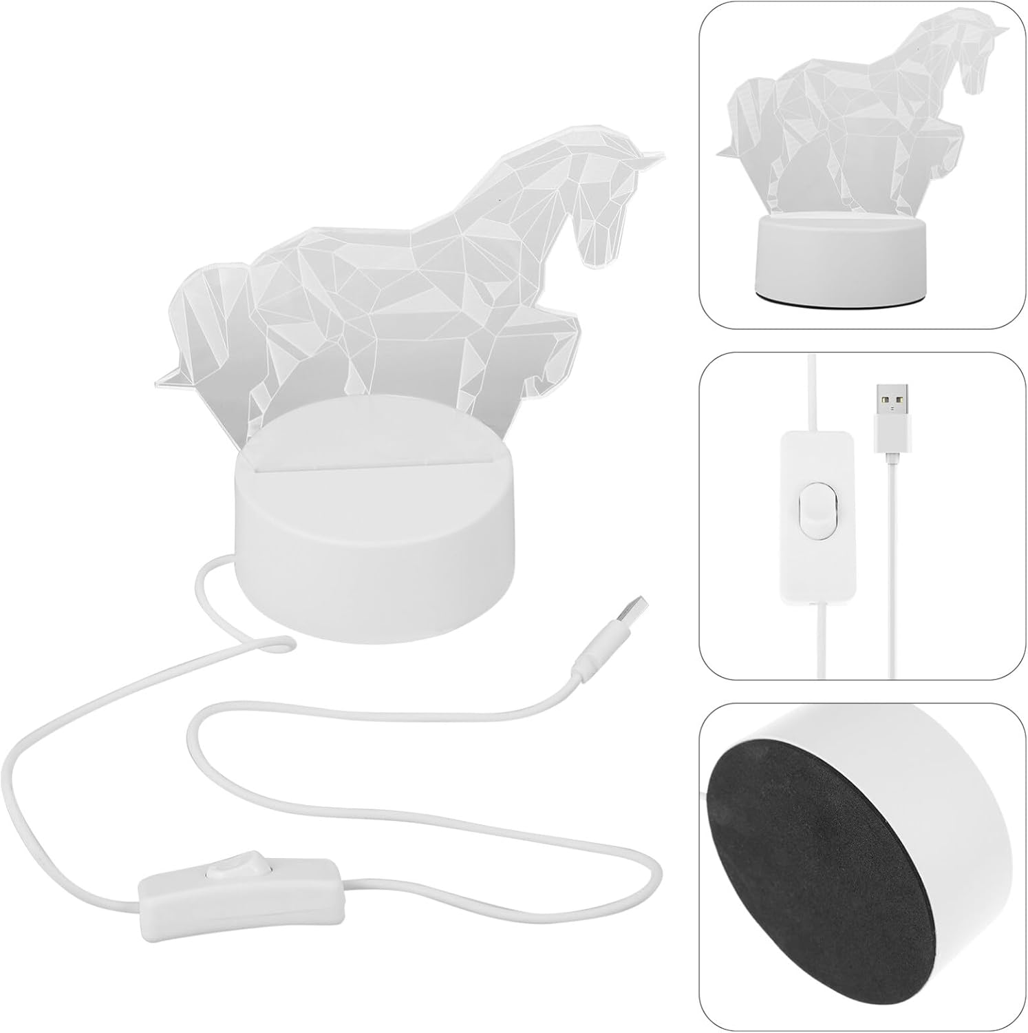 TOVINANNA LED Night Light, Sign Horse Shape Bedside Table Lamp, Dimmable, 3D Animal Shape Night Light USB Rechargable Lamp, Portable, Color Changing RGB for Kids, Bedroom image number 4