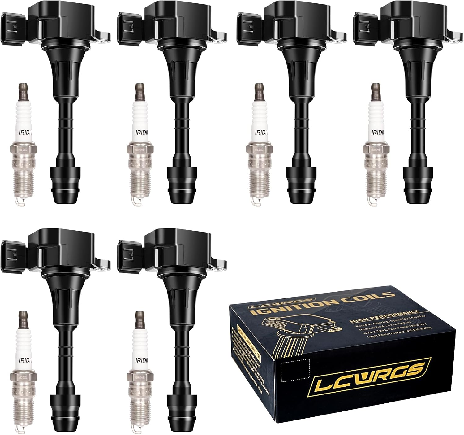 Set of 6 Ignition Coil Packs and Iridium Spark Plugs for Nissan Murano Maxima Altima Quest Xterra Pathfinder Frontier 2002 2003 2004 2005 2006 2007 2008 3.5 V6 Spark Plugs Coils Replaces# UF349 image number 6
