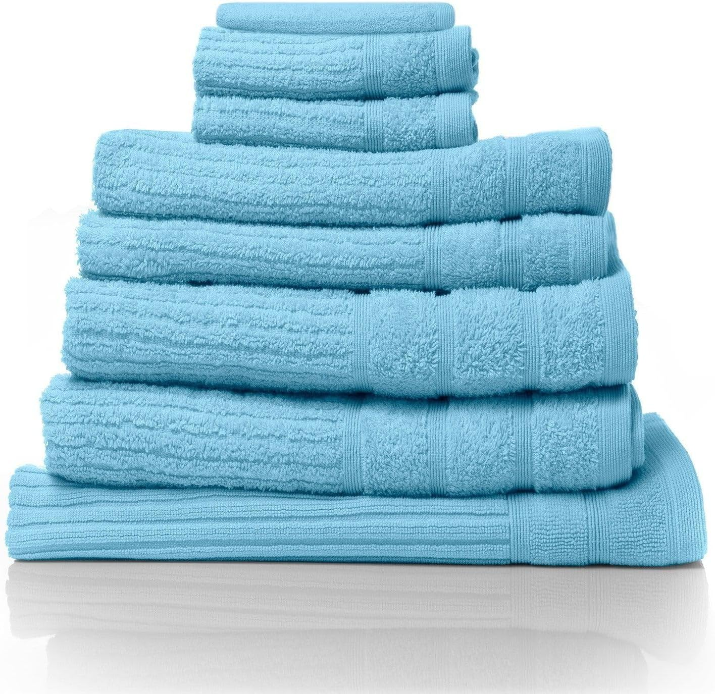 Royal Comfort Luxury Bath Towels Set Egyptian Cotton 600GSM Ultra Soft and Absorbent - 2 X Bath Towels, 2 X Hand Towels, 2 X Face Towels, 1 X Bath Mat, 1 X Hand Glove (Granite, 8 Piece Set)
