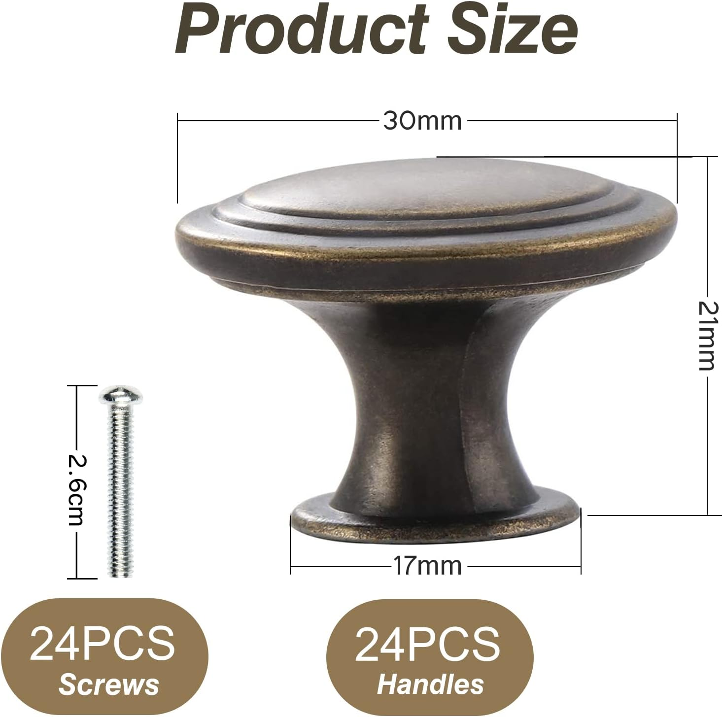 Tsunnee 24 Pack Vintage Chic Antique Style round 30Mm Cabinet Knobs and Drawers image number 3