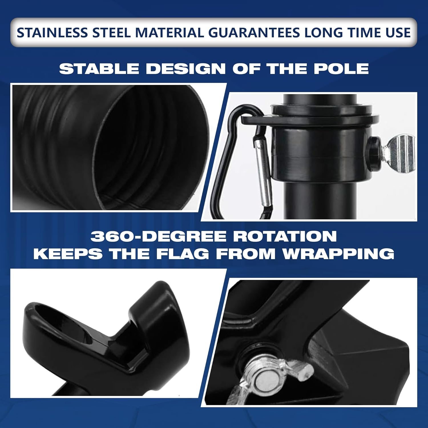 Xiwerhll Flag Pole - Upgraded Bracket Set, 6 FT Stainless Steel Flag Poles，Adjustable Flag Pole Suitable for Home, Commercial, Outdoor Wall-Mounted Flag Pole image number 2