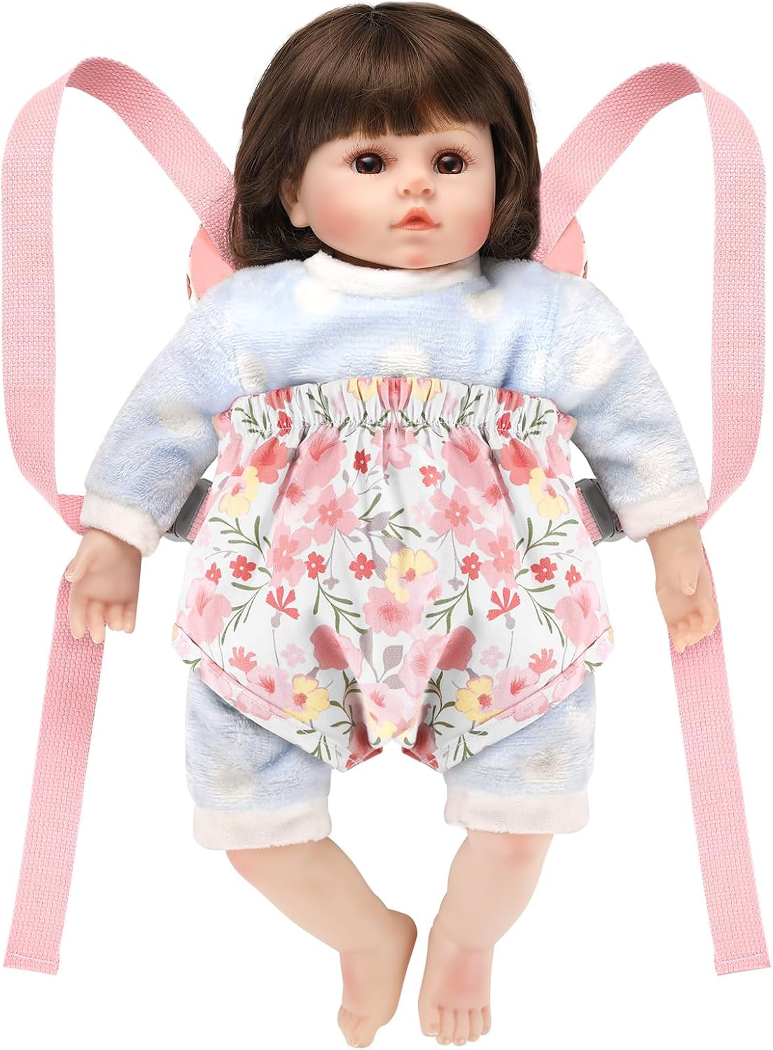 GAGAKU Baby Doll Carrier Toddler Baby Carrier for Dolls Reborn Baby Doll Accessories Front and Back Doll Carriers - Pink Rose of Sharon
