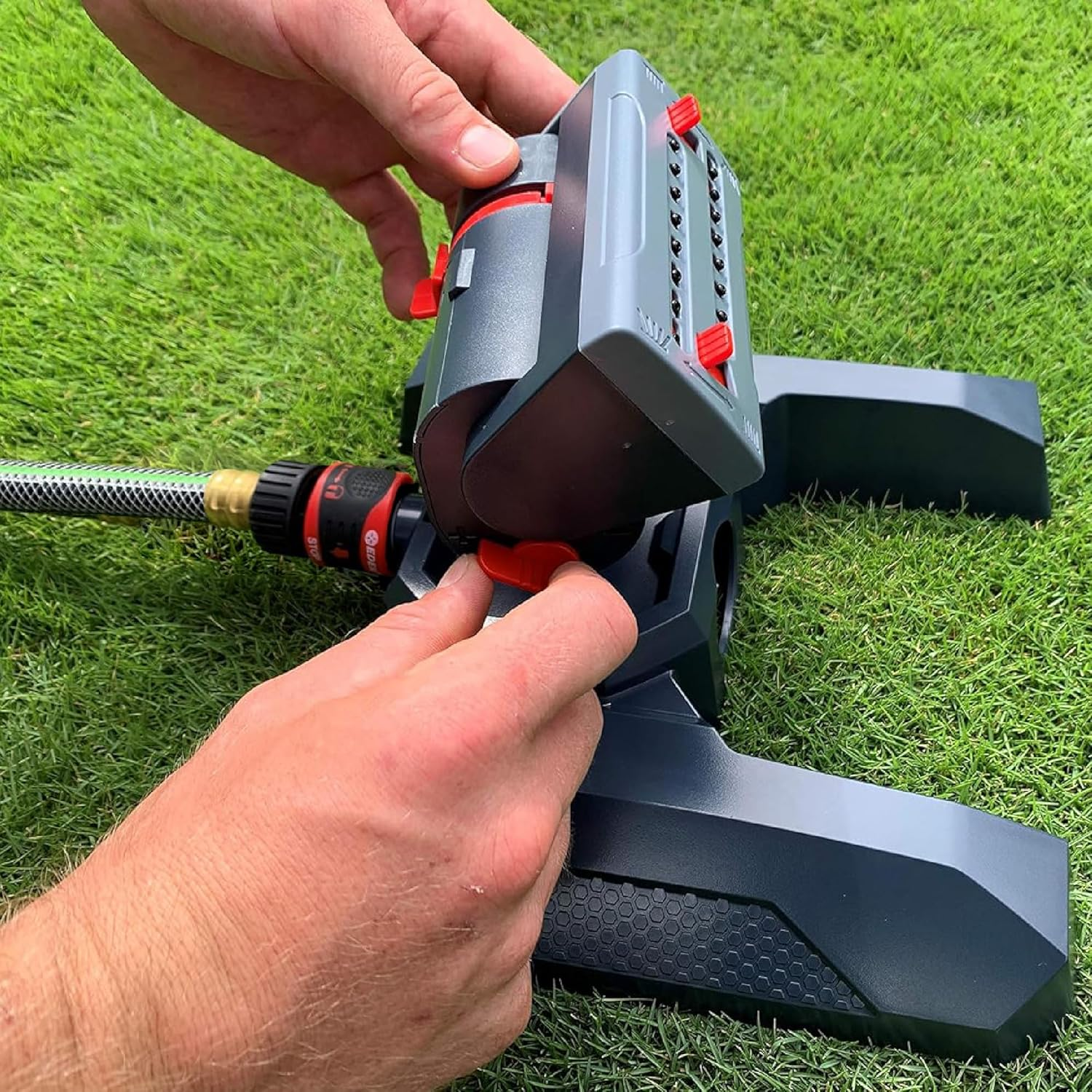 EDEN 14815A Adjustable 4-Way Mini Turbo Oscillating Sprinkler, 16 Nozzle, Covers up to 4,069 Sq. Ft.