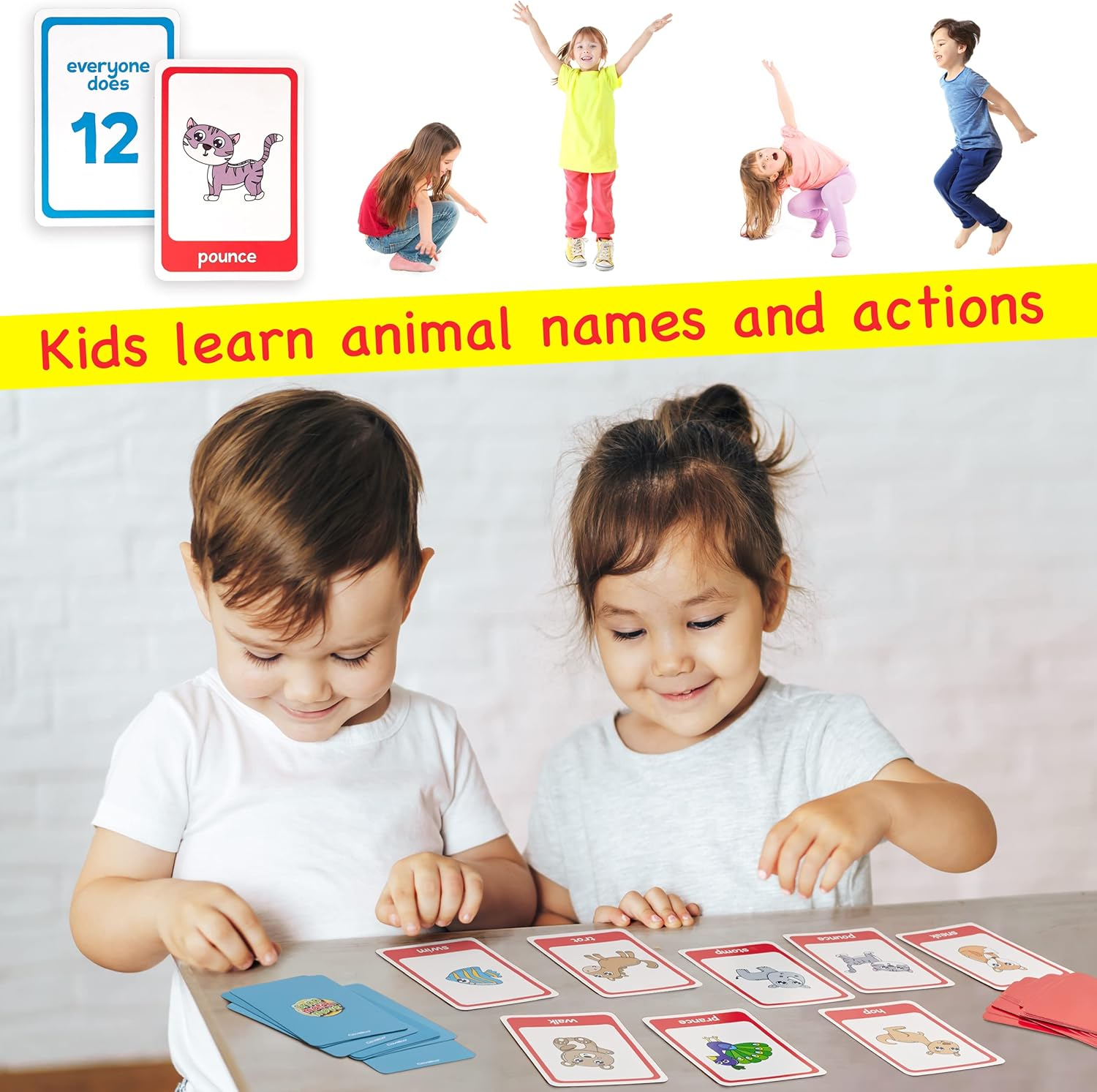 Animal Exercise Card Game | Kids Exercise Equipment - Play Active Games for Kids | Physical Activity Games - Memory, Go Fish and Snap | Exercise Cards for Kids Fitness | Exercise Flash Cards image number 3
