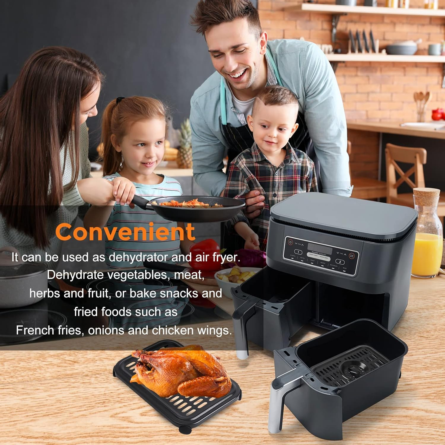 Air Fryer Replacement Parts for Ninja Foodi Dualzone Air Fryers, 2 PCS Food Grade Air Fryer Accessories Grill Pan Plate Crisper Plate Rack Tray for Ninja DZ090 DZ201 DZ100 Air Fryer, Dishwasher Safe image number 2